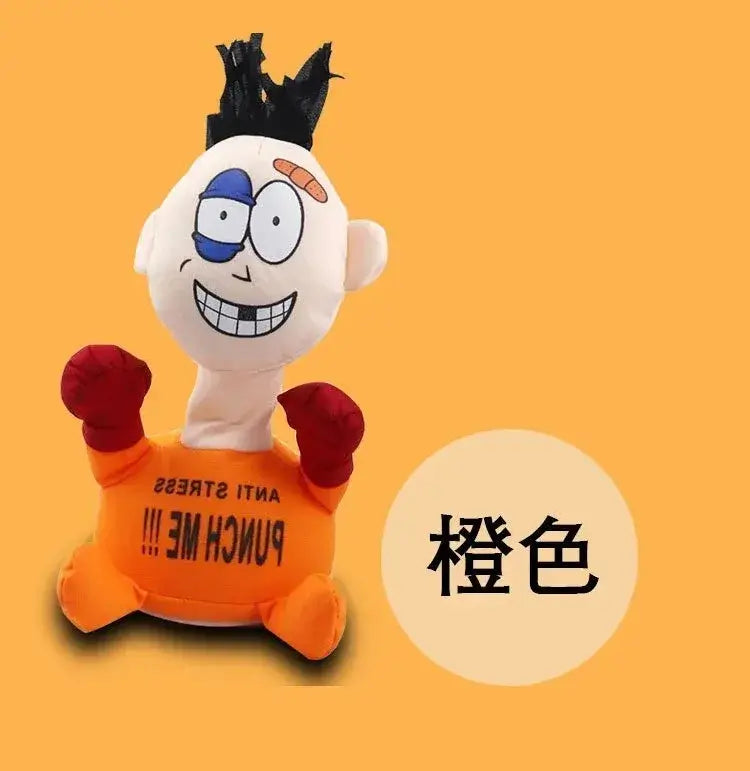 Punch Me stress relief plush toy in orange, perfect for stress relief at parties and special occasions like birthdays and Christmas.